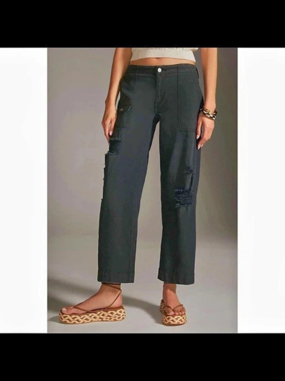 Pilcro Aero Wide-Leg Cargo Pants Black